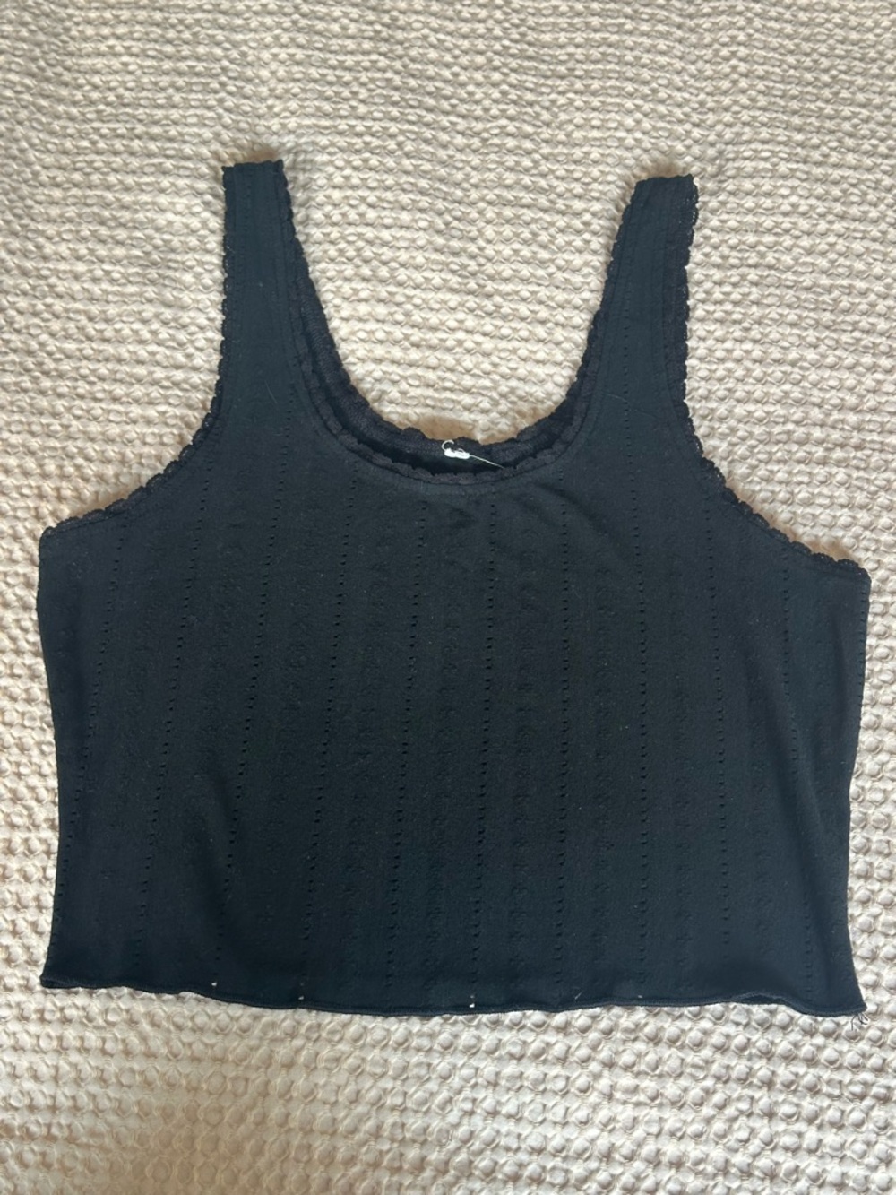 Black Pointelle Tank Top